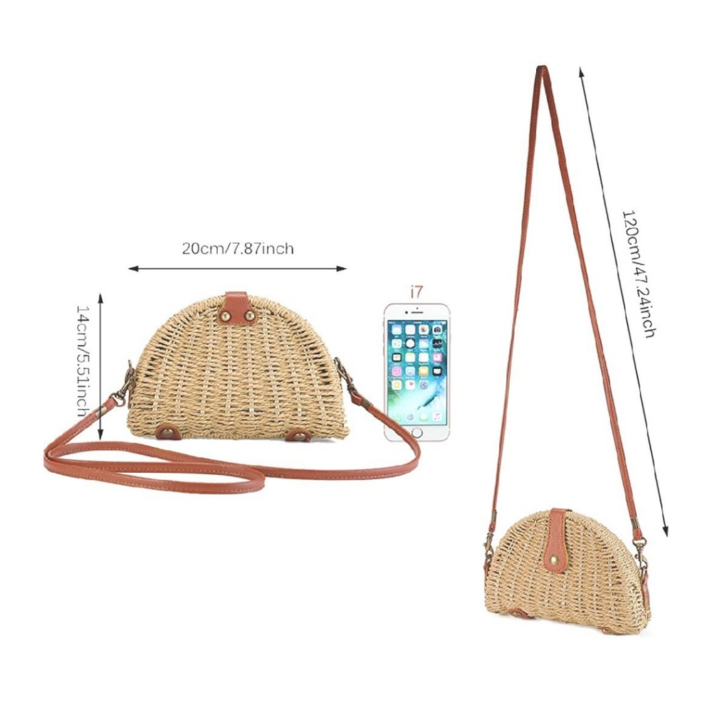 Natural Straw Crossbody Handbag - Picture 2 of 5